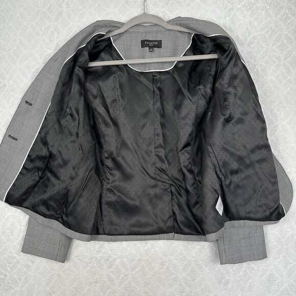 Talbots Petites Blazer Womens 12P Black White Wool Blend Career Office Business - Picture 8 of 16